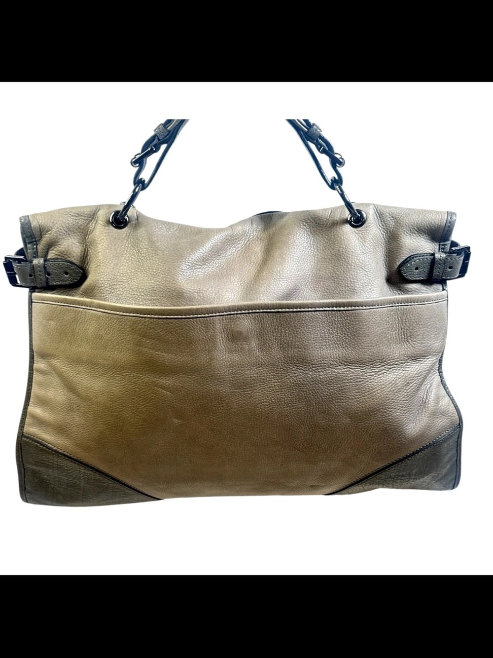 Mulberry Two-Tone Gray and Charcoal Leather Shoulder Bag - Picture 3 of 16